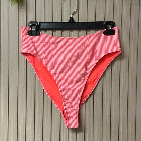 Brave Soul High Waisted Neon Stripe Bikini Bottom Size M - Picture 1 of 6